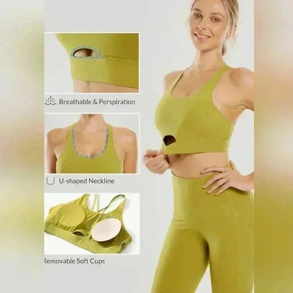 BALEAF Sweatleaf Women's Strappy Sports Bra Yoga Bras, Criss Cross Back size 36 - Picture 3 of 7